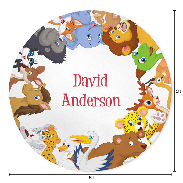 Animals Round Area Rug - Size