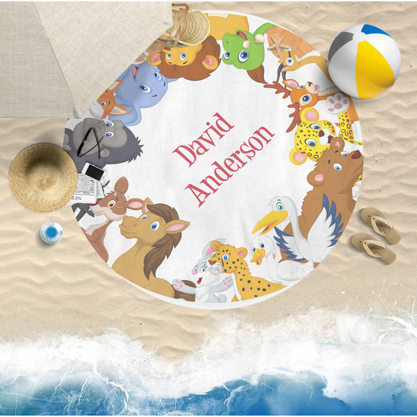 Animals Round Beach Towel Lifestyle