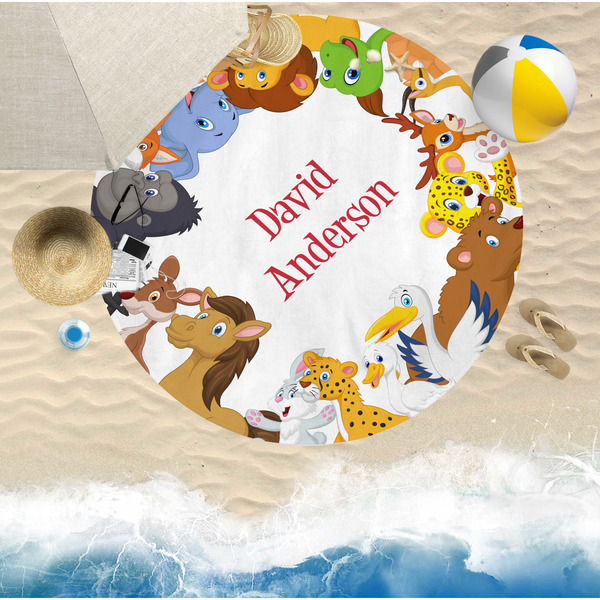 Animals Round Beach Towel Lifestyle