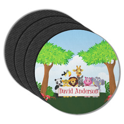 Animals Round Rubber Backed Coasters - Set of 4 (Personalized)