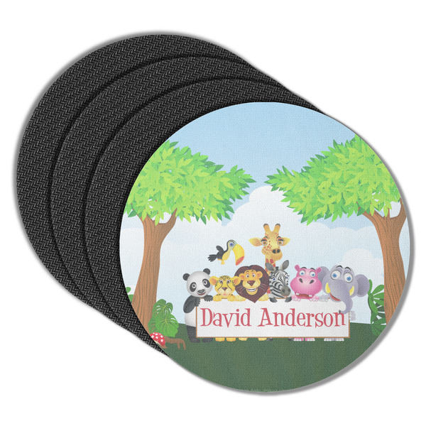 Custom Animals Round Rubber Backed Coasters - Set of 4 (Personalized)