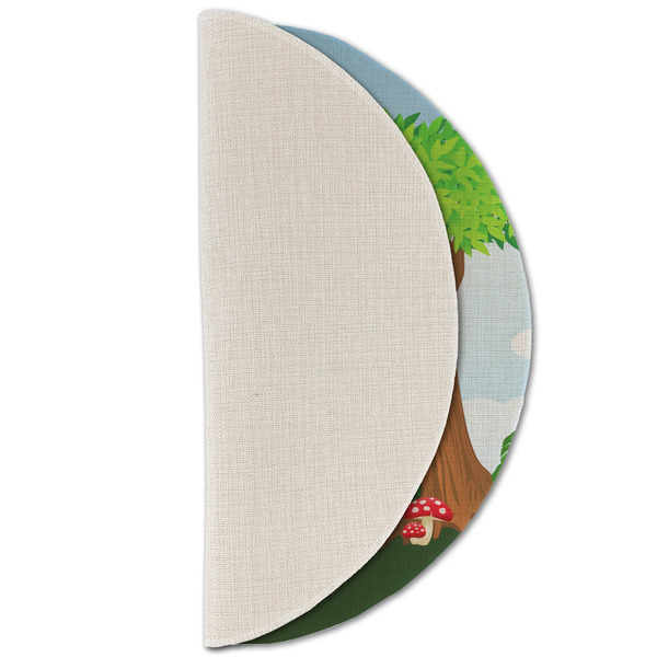 Animals Round Linen Placemats - HALF FOLDED (single sided)