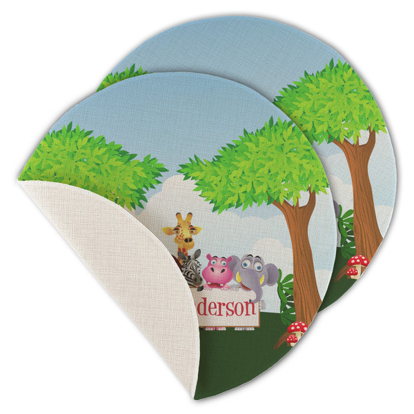 Animals Round Linen Placemats - MAIN (Single Sided)