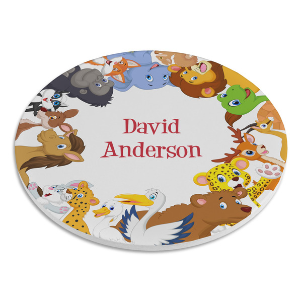 Animals Round Stone Trivet - Angle View