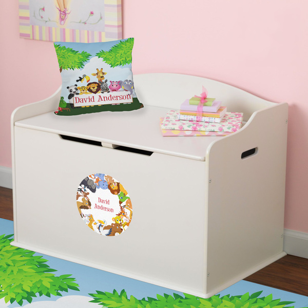 Animals Round Wall Decal on Toy Chest