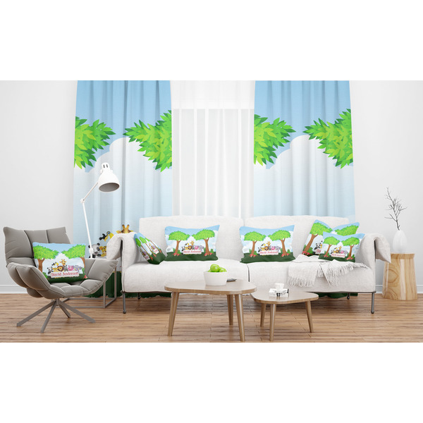 Animals Sheer and Custom Curtains in Room with Matching Pillows