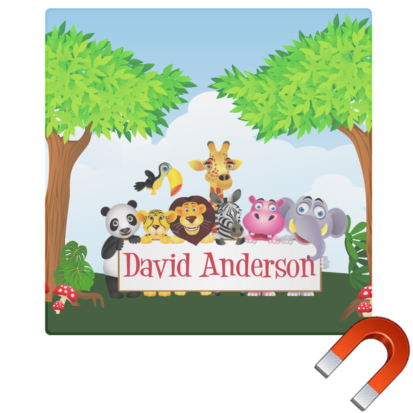 Custom Animals Square Car Magnet - 6" w/ Name or Text