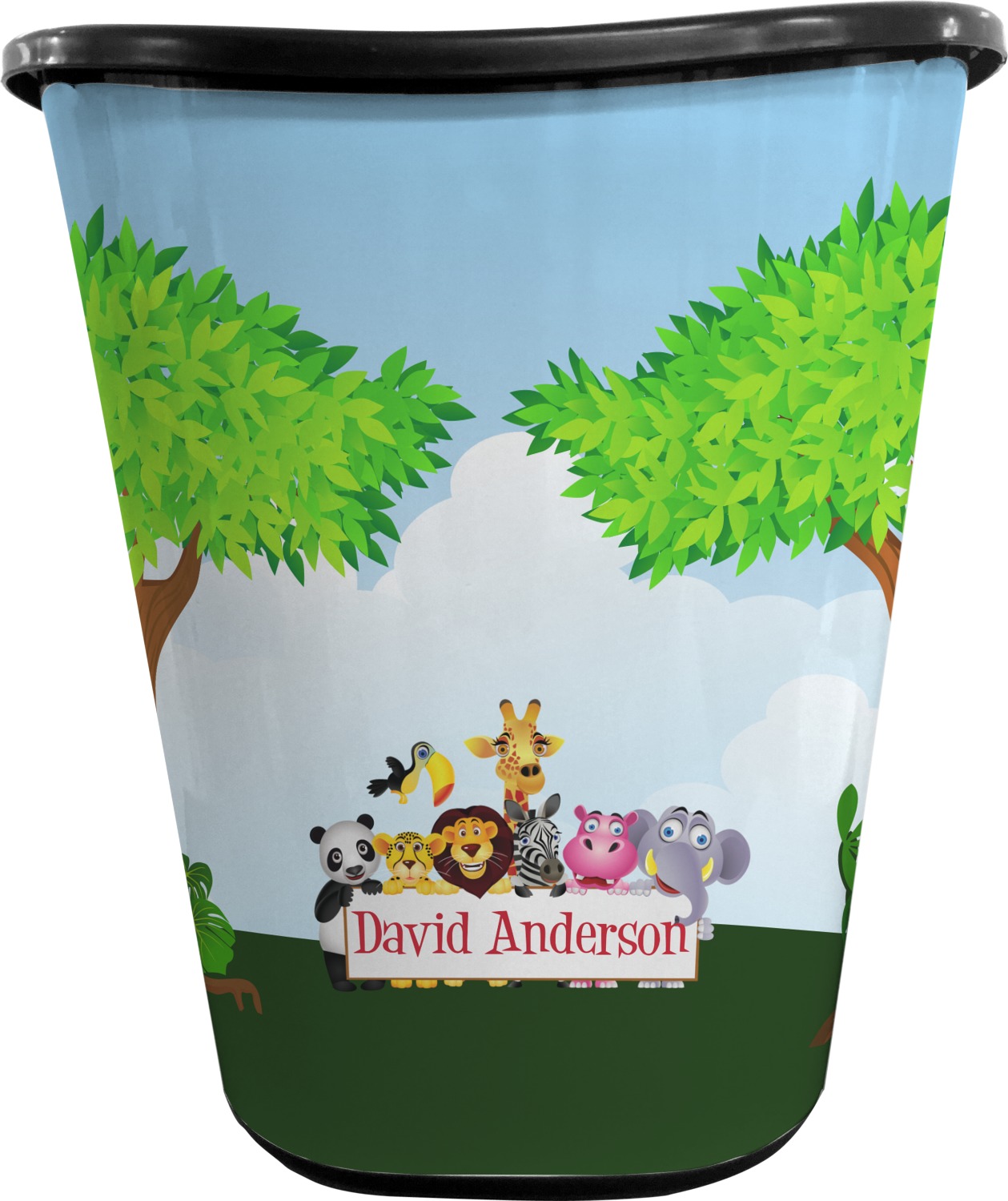 Custom Animals Waste Basket Double Sided (Black) (Personalized