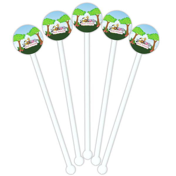 Animals White Plastic 5.5" Stir Stick - Fan View