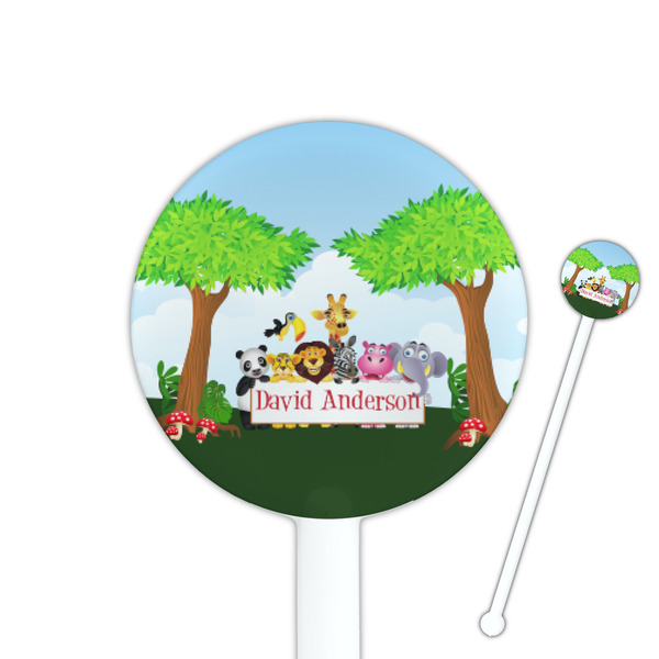 Custom Animals 5.5" Round Plastic Stir Sticks - White - Single Sided (Personalized)