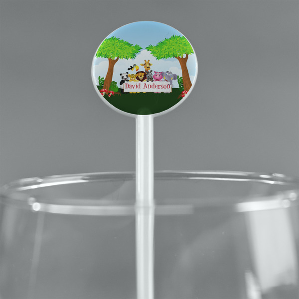 Animals White Plastic 5.5" Stir Stick - Round - Main