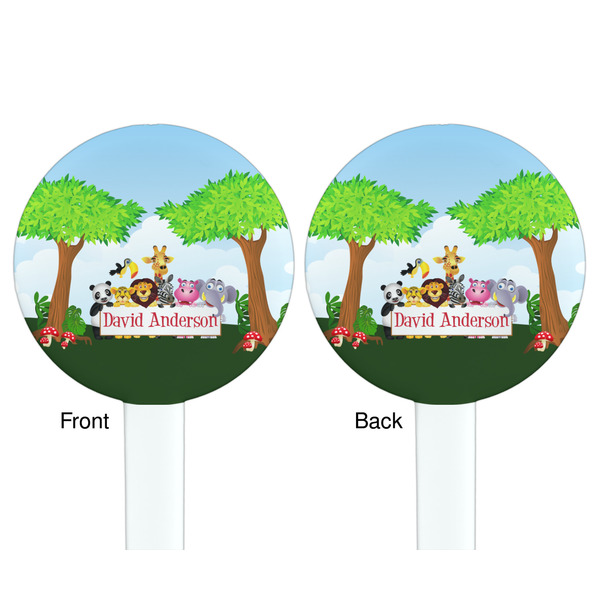 Animals White Plastic 7" Stir Stick - Double Sided - Round - Front & Back