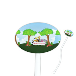 Animals 7" Oval Plastic Stir Sticks - White - Single Sided (Personalized)