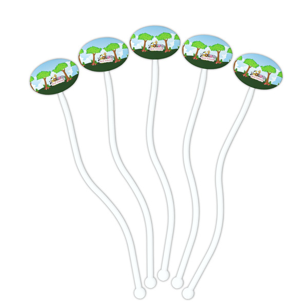 Animals White Plastic 7" Stir Stick - Oval - Fan
