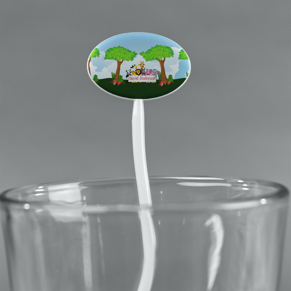 Animals White Plastic 7" Stir Stick - Oval - Main