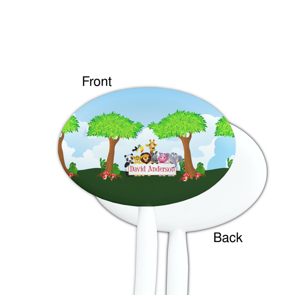 Animals White Plastic 7" Stir Stick - Single Sided - Oval - Front & Back