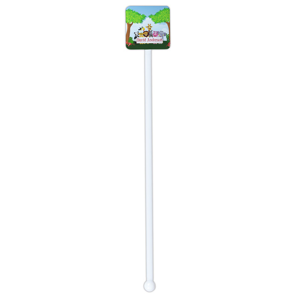 Animals White Plastic Stir Stick - Double Sided - Square - Single Stick