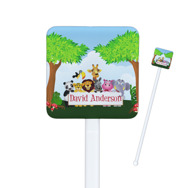Custom Animals Square Plastic Stir Sticks - Single Sided (Personalized)