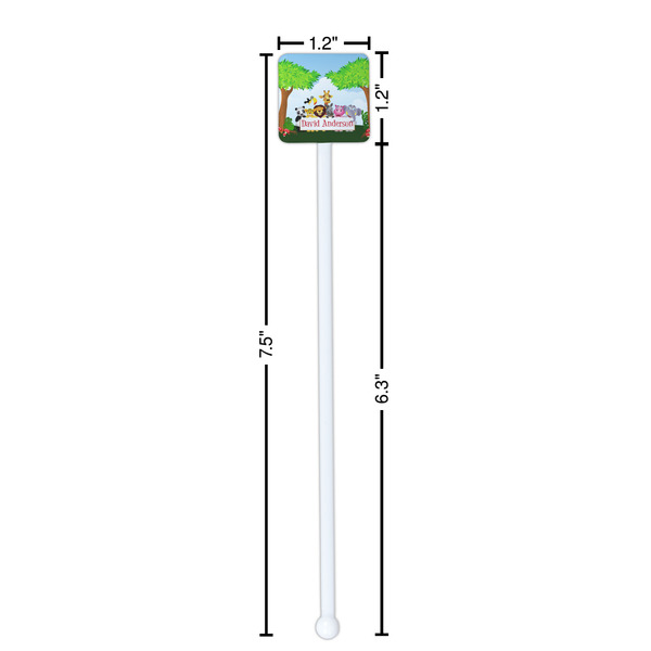 Animals White Plastic Stir Stick - Square - Dimensions