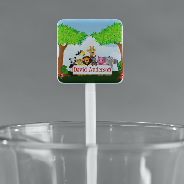 Animals White Plastic Stir Stick - Square - Main