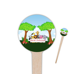 Animals 4" Round Wooden Food Picks - Single Sided (Personalized)