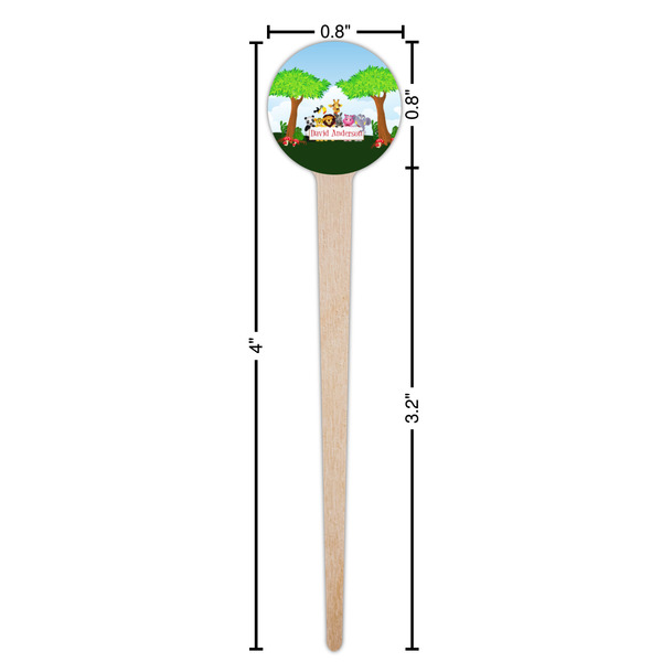 Animals Wooden 4" Food Pick - Round - Dimensions