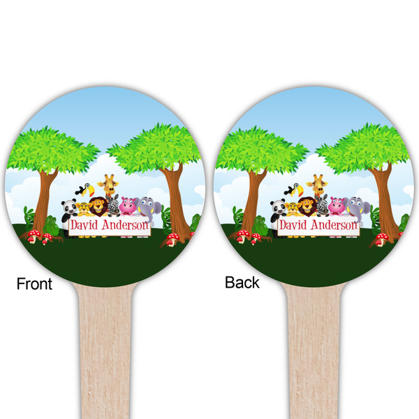 Animals Wooden 4" Food Pick - Round - Double Sided - Front & Back