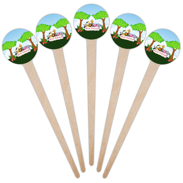 Animals Wooden 4" Food Pick - Round - Fan View