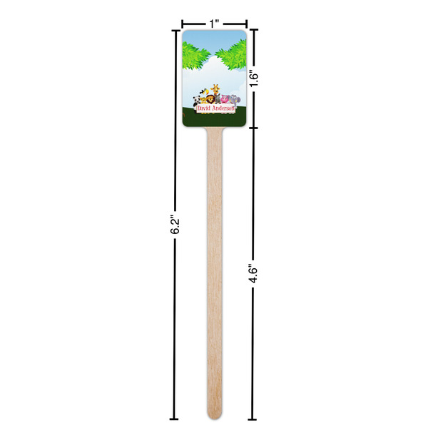 Animals Wooden 6.25" Stir Stick - Rectangular - Dimensions