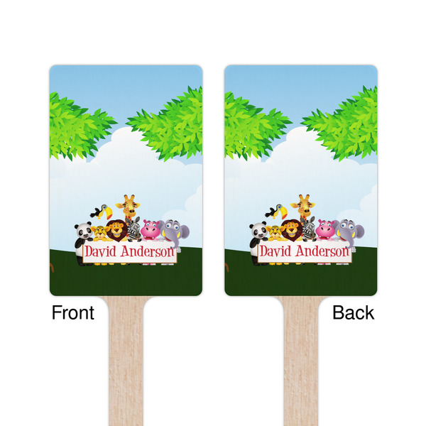 Animals Wooden 6.25" Stir Stick - Rectangular - Double Sided - Front & Back