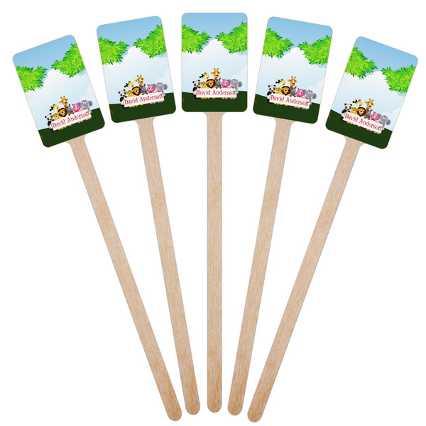 Animals Wooden 6.25" Stir Stick - Rectangular - Fan View