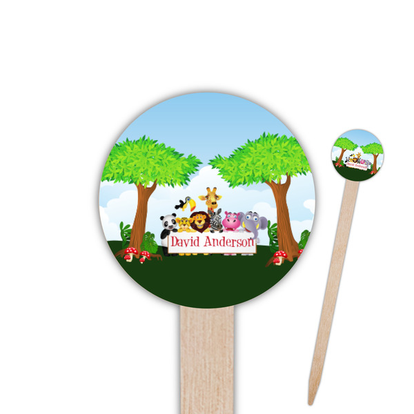 Custom Animals 6" Round Wooden Food Picks - Single Sided (Personalized)