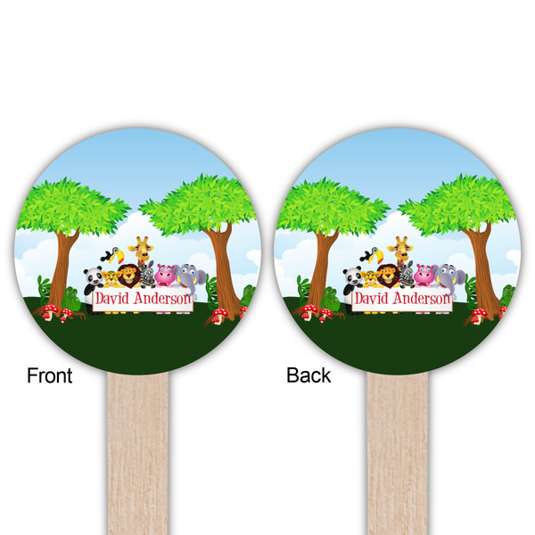 Animals Wooden 6" Food Pick - Round - Double Sided - Front & Back