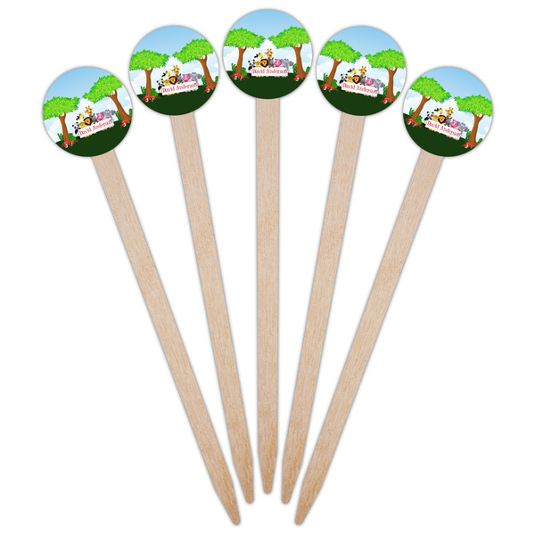 Animals Wooden 6" Food Pick - Round - Fan View