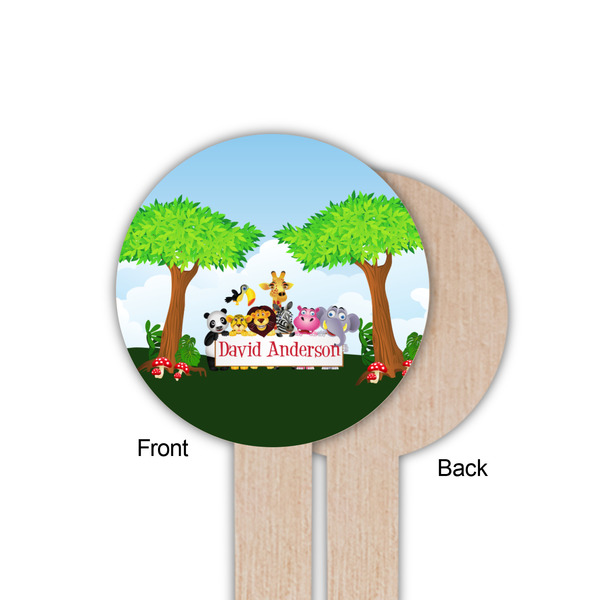 Animals Wooden 6" Food Pick - Round - Single Sided - Front & Back