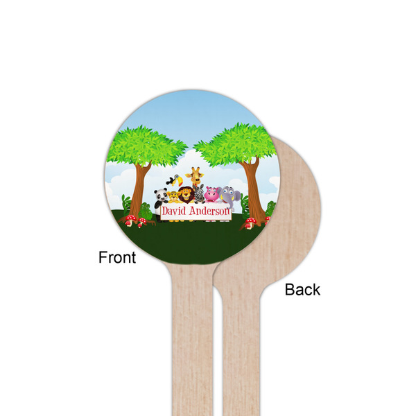 Animals Wooden 6" Stir Stick - Round - Single Sided - Front & Back