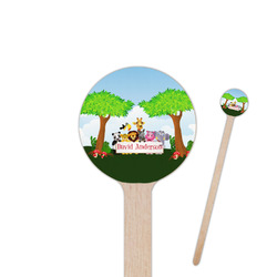 Animals 7.5" Round Wooden Stir Sticks - Double Sided (Personalized)