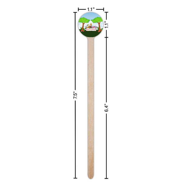 Animals Wooden 7.5" Stir Stick - Round - Dimensions