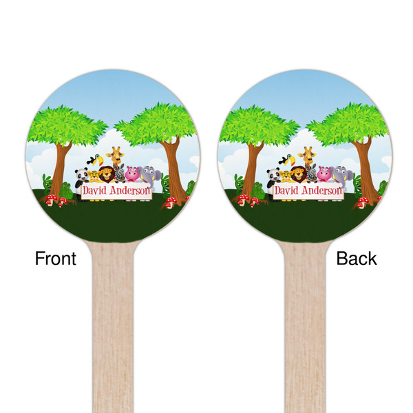 Animals Wooden 7.5" Stir Stick - Round - Double Sided - Front & Back