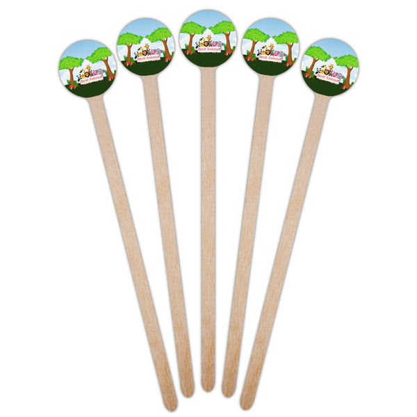 Animals Wooden 7.5" Stir Stick - Round - Fan View