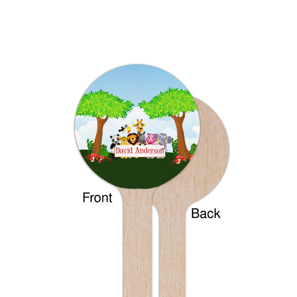 Animals Wooden 7.5" Stir Stick - Round - Single Sided - Front & Back