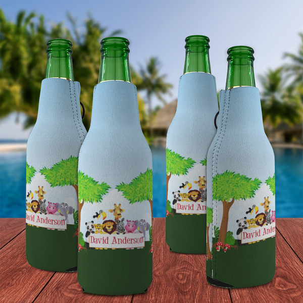 Animals Zipper Bottle Cooler - Set of 4 - LIFESTYLE