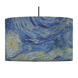 The Starry Night (Van Gogh 1889) 12" Drum Pendant Lamp - Fabric
