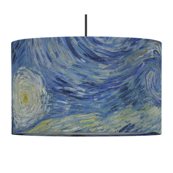 Custom The Starry Night (Van Gogh 1889) 12" Drum Pendant Lamp - Fabric