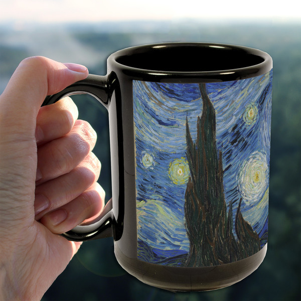 The Starry Night (Van Gogh 1889) 15oz. Black Mug - LIFESTYLE