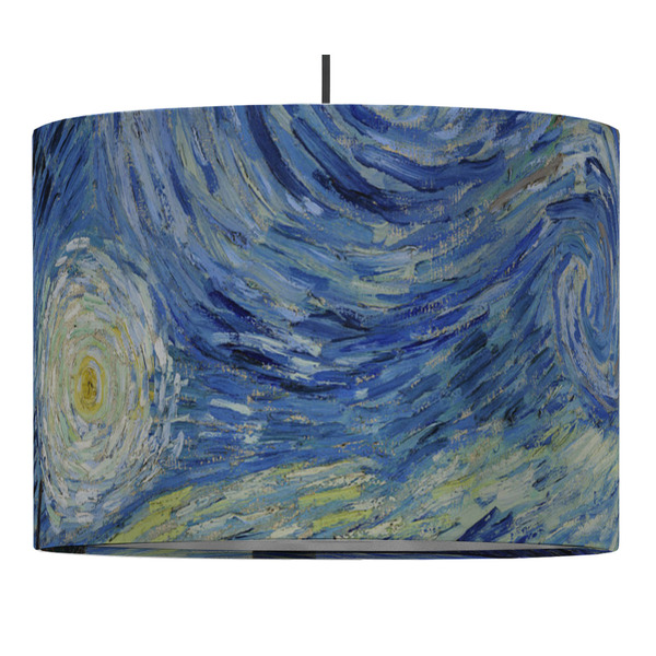 Custom The Starry Night (Van Gogh 1889) 16" Drum Pendant Lamp - Fabric