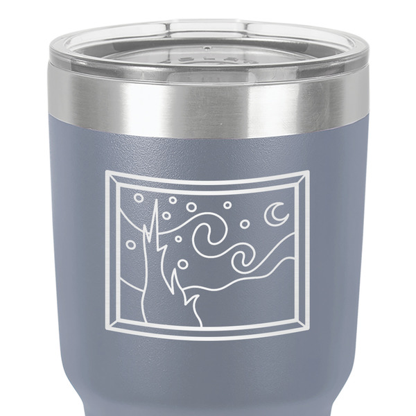 The Starry Night (Van Gogh 1889) 30 oz Stainless Steel Ringneck Tumbler - Grey - Close Up