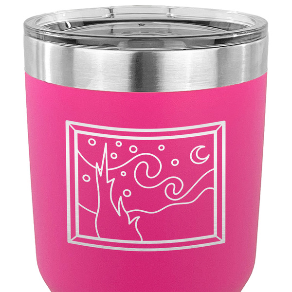 The Starry Night (Van Gogh 1889) 30 oz Stainless Steel Ringneck Tumbler - Pink - CLOSE UP
