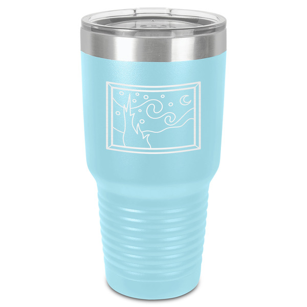 The Starry Night (Van Gogh 1889) 30 oz Stainless Steel Ringneck Tumbler - Teal - Front