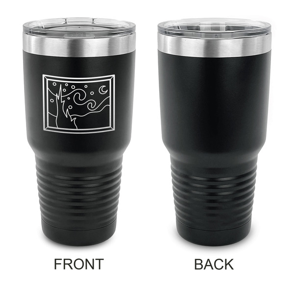 The Starry Night (Van Gogh 1889) 30 oz Stainless Steel Ringneck Tumblers - Black - Single Sided - APPROVAL
